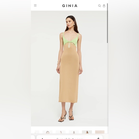 GINIA VENICE KEYHOLE DRESS IN SAND/PISTACHIO - Picture 7 of 15